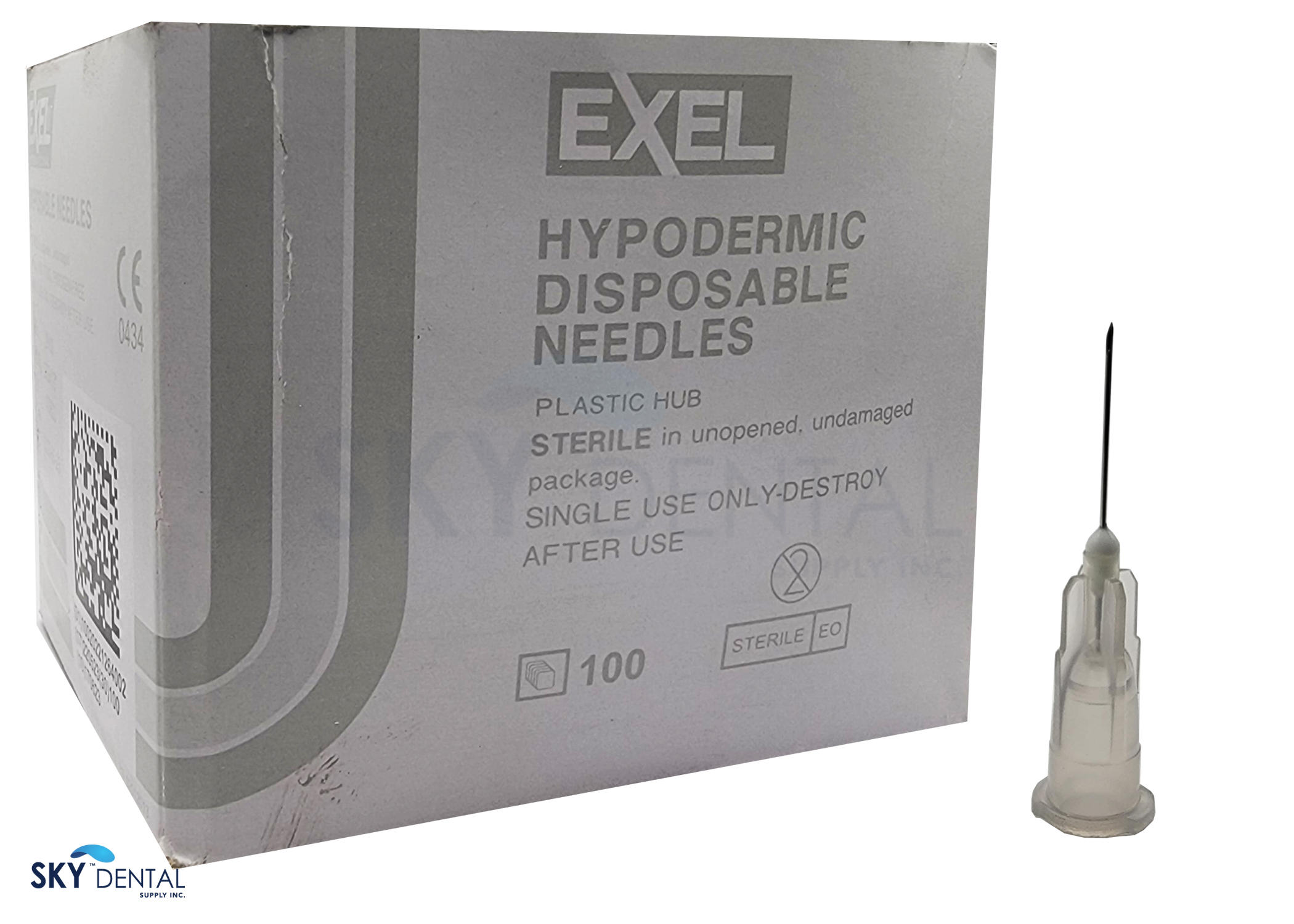 Exel 30G x 1 in. Hypodermic Needle with Plastic Hub, Box of 100 - Delasco