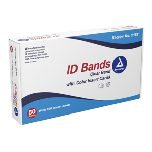 ID Bands Clear Band w/ Color Card Inser, DEHP Free 50/Pkg (Dynarex)