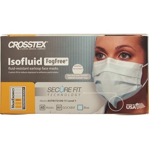 Mask Earloop SecureFit Technology Isofluid Fog Free ASTM Level 1, 40/Box (Crosstex)