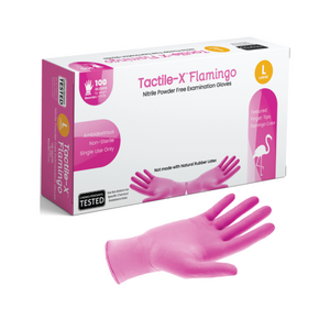 Gloves Nitrile Powder-Free Textured Flamingo (Tactile-X)