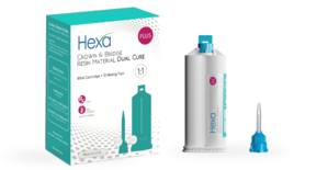 Crown & Bridge Material 1:1 Ratio 50ml,  1 Cartridge + 10 Mixing Tips (Hexa Dental)