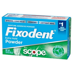 Fixodent Denture Adhesive Extra Hold Powder+Scope 1.6 oz, 24/Pkg