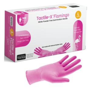 Gloves Nitrile Powder-Free Textured Flamingo (Tactile-X)