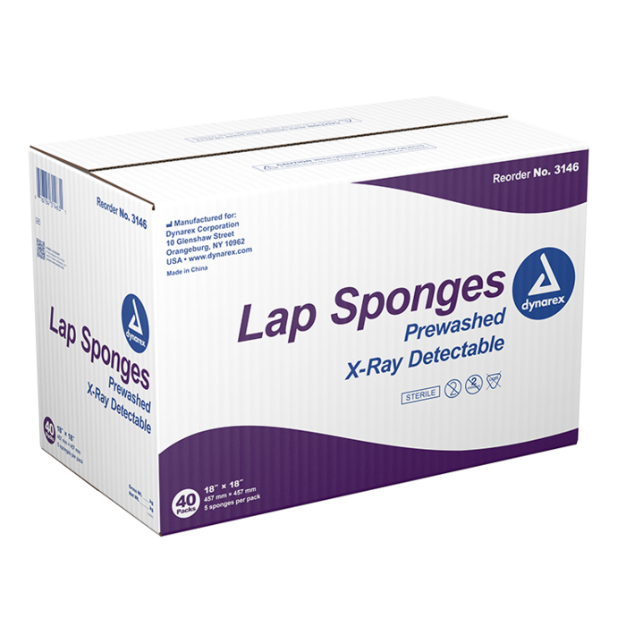 Lap Sponges X-Ray Detectable Pre-washed - Sterile 5/Pkg (Dynarex)