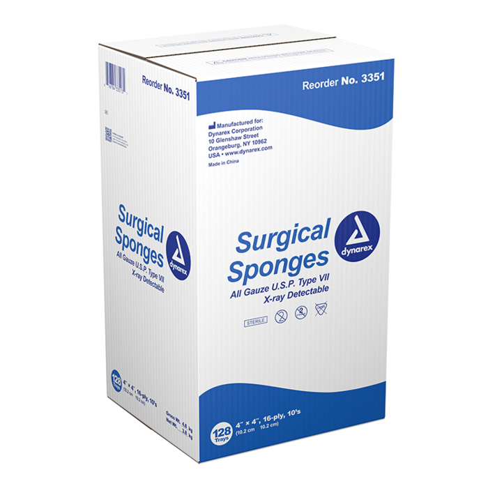  X-Ray Detectable Gauze Sponge, Sterile, 4