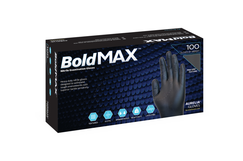 Aurelia BoldMAX Black Nitrile Powder Free Exam Glove 100/Box