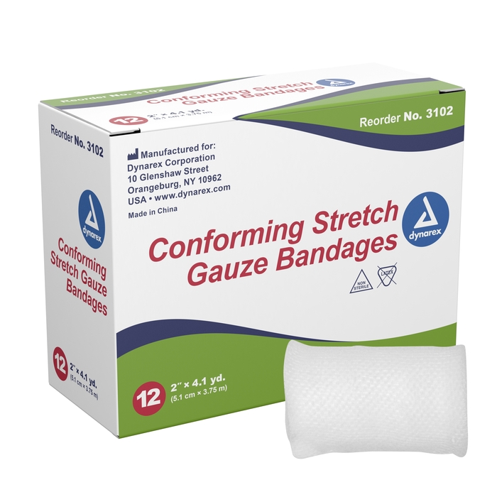 Stretch Gauze Bandage Roll Non Sterile 12/Pkg (Dynarex)